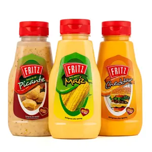 FRITZ Corn Sauce Hot Sauce Cheddar 240grs - Especially Ideal for your meals, Hot Dogs, Burgers, Sandwiches - Enhances Flavors and Adds a Spicy Kick (3 Pack)