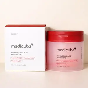 medicube Toner Pads Red Succinic Acid Panthenol Facial Peeling Pad | Exfoliating Toner Pad for Breakout-Prone Skin | Niacinamide, AHA, BHA, and Soothing Panthenol - Non-Comedogenic, 70 Pads (1 Pack)