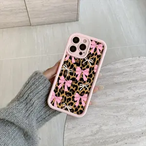 Bowknot & Leopard-pattern Phone Case, Anti-drop & Anti-slip Phone Protective Cover, Phone Accessories Compatible with iPhone 11 12 13 14 15 16 Pro Max/Pro/Plus