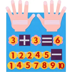 Felt Board Finger Numbers Counting Toy Toddler Early Educational Enlightenment Learning School Supplies Kindergarten Children Preschool Addition Subtraction Manipulatives Math Teaching Aids