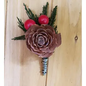 Pine and Berry Boutonniere