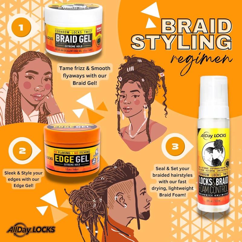 ALLDAY LOCKS BRAID GEL EXTREME HOLD, Cornrow, locs, twists