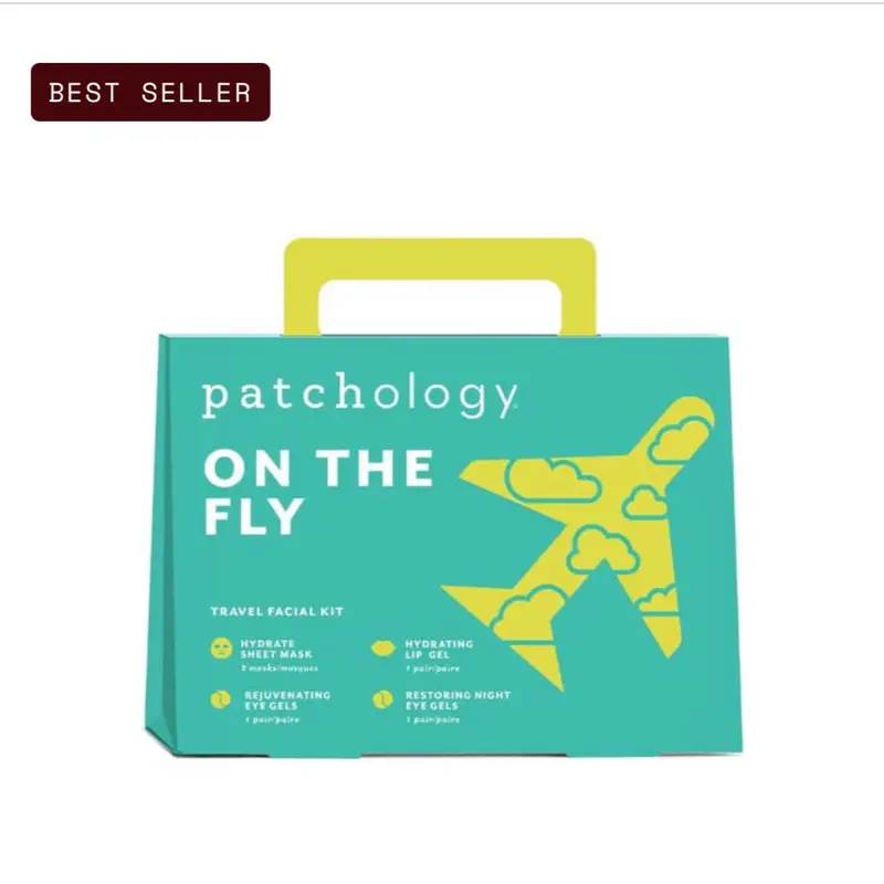 Patchology On The Fly Portable Travel Skincare Multi-Pack Kit - Hydrating Moisturizer Set with Hyaluronic Acid for Face, Eyes, Lips, Oil-Free, Best for Travelers, Hydrate, Best Seller
