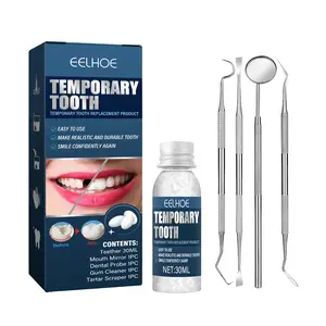 EELHOE Moldable Dental Gel Dentures Temporary Fillings for Sensitive Teeth 30ml Oral Care Kit with Tools for Travel & Emergency Relief