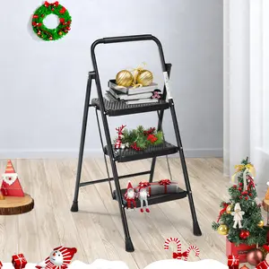 2 Step Ladder, 800lbs Sturdy Portable Ladder, Folding Step Stool with Anti-Slip Pedal, Cushioned Handle, Lightweight Step Stool for Home and Outdoor
