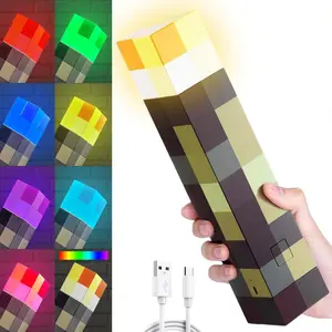 Game Torch - Rechargeable LED Desk Lamp and Night Light | Portable Handheld Gaming Decor, Perfect Gift for Gamers and Kids | USB Powered, Great for Game Room Decoration, Gamer Birthday Gift, Handheld Pixel Art Toy.