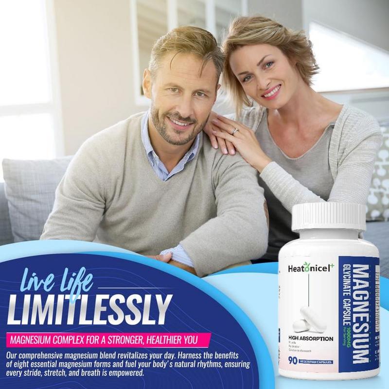 【Buy 1 Get 1】Heatonicel Calm & Sleep Supplement 1000mg for Fall Asleep Faster, Stay Asleep Longer with Magnesium Glycinate &  Magnesium L-Threonate,90 Capsules