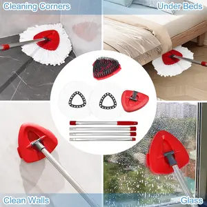 1set Easy Cleaning Mop Set, Included Stainless Steel Handle, Base, Upgrade Brush and Cloths, Compatible with O-cedar Easywring 1tank System, Effective Cleaning Deeply, for Kitchen Bathroom Cleaning Tools