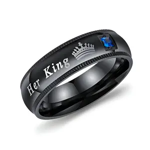 1 Pair Her King and His Queen Rings for Women/Men Wedding Engagement Jewelry Accessories
