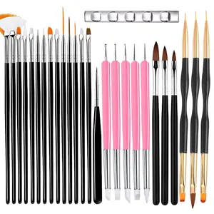 27 PCS Nail Art Brushes Set with Brush Stand Nail Sculpture Pen Dotting Tools For Paint 3D Nails,Nail Design Brush for Acrylic Gel Dip Powder Nail Extensions,French Manicure,for Home Salon