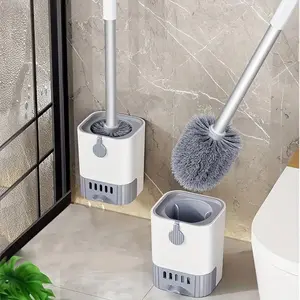 Toilet Brush and Holder Set, 1 Set Wall Mounted Long Handle Toilet Brush and Holder, Household Cleaning Supplies for Bathroom, Home Goods, Bathroom Brush Cleaner