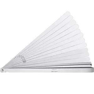 17  Stainless Steel Feeler Gauges 0.02-1.00 mm Dual Marked Metric and Imperial Measuring Tool Long Feeler Gauge Set for Measuring Gap Thickness or Width