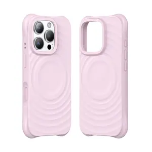 Magnetic Magsafe Wave Shell Case for Apple iPhone 16 15 Pro Max, Anti-Drop Shockproof Liquid Silicone Protective Cover, Wireless Charging Support, Casing