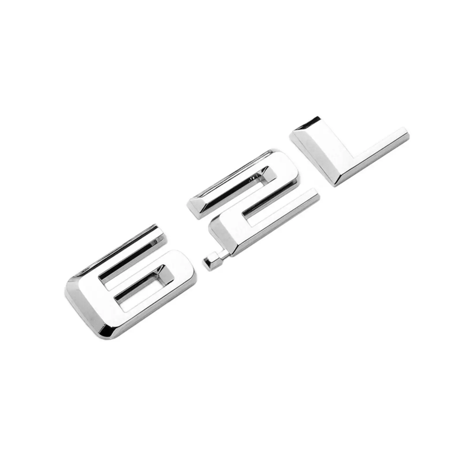 2PCS 6.2L Emblem Letters 3D Raised Chrome Hood Fender Nameplate Badge Compatible with Silverado 1500 2019-2026 Truck Accessories
