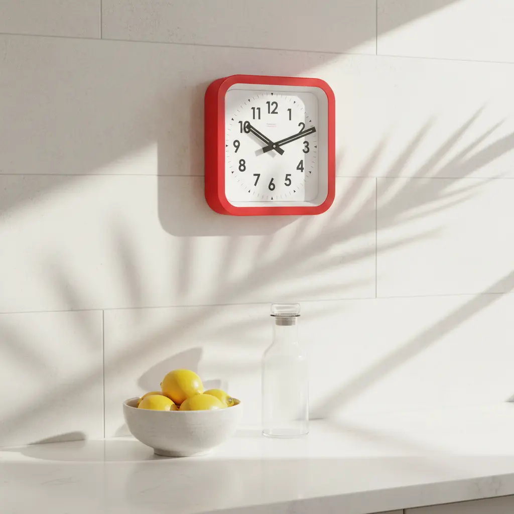 Square Clock Red