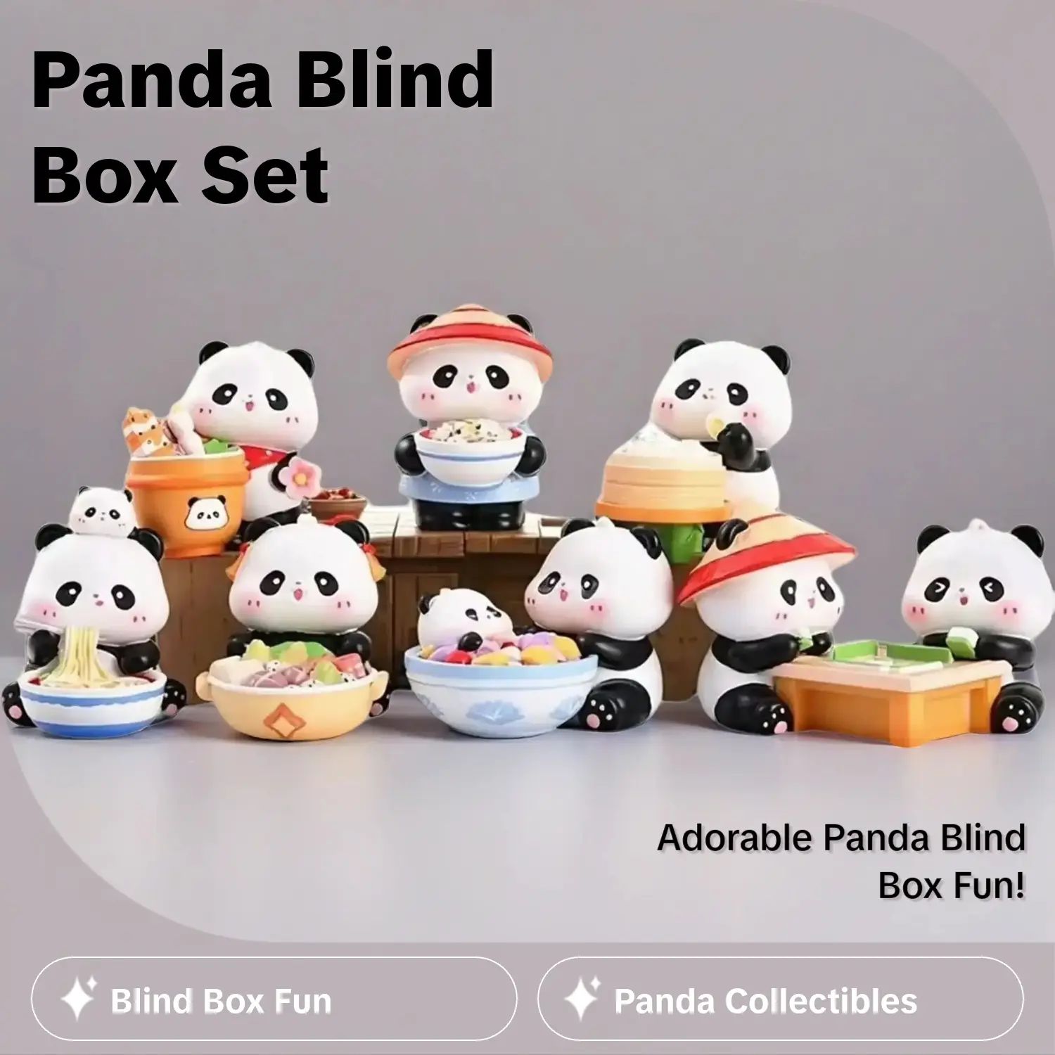Charming Panda Blind Box, Collectible Figure, Unique Design, Perfect Gift for Fans, High-Quality Material, Durable Construction
