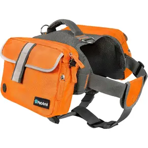 Dog Backpack for Medium Large Dogs, Dog Saddle Bag for Dogs to Wear, Harness Saddlebag with Reflective Safety Side Pockets for Hiking, Camping, Vest Dog Pack for Travel (Orange, Large)