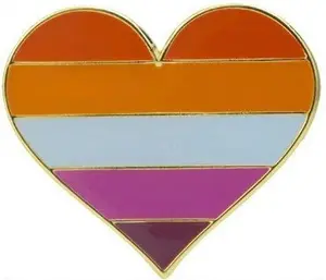 Lesbian Pride Flag Heart Enamel Pin | LGBTQ+ Pride Pin Label Brooch