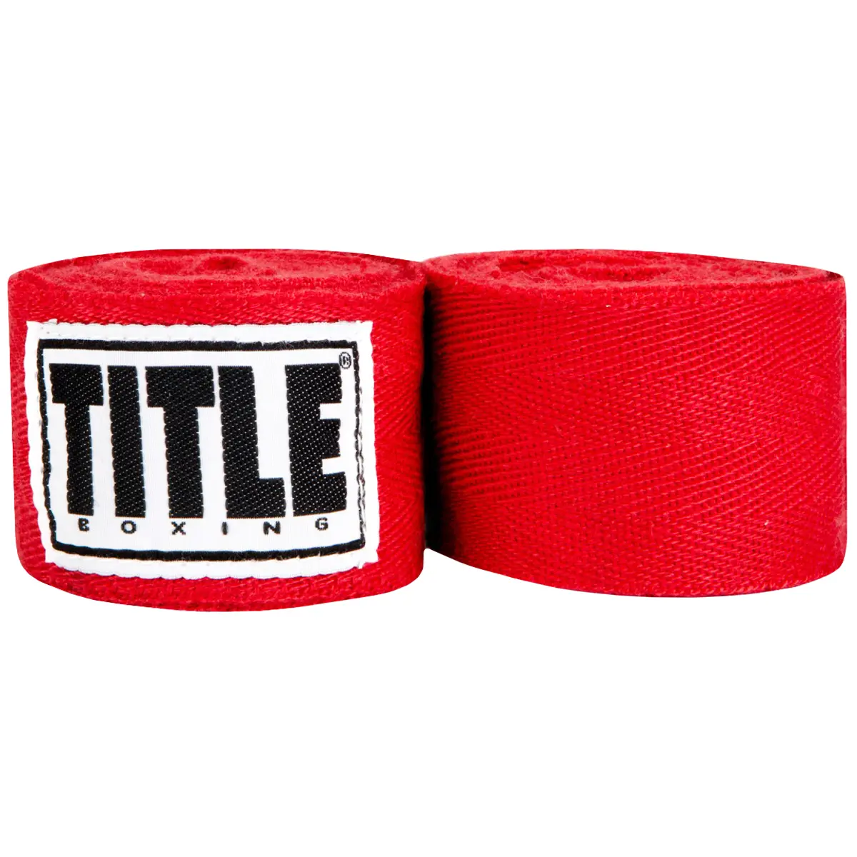 Title Boxing Cotton Traditional Weave Handwraps - Red, Herringbone Pattern, Thumb Loop, Quick Secure Fit, Pro-Grade Support, Extra-Long Polyester-Cotton Training Wrap for Boxing, Martial Arts