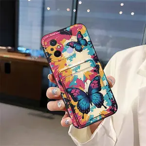 Silicone Cute Phone Case For Redmi 12C/Redmi 11A 4G/Xiaomi POCO C55 Anti-dust Card slot Cover Fashion Design Waterproof Card bag Graffiti Full wrap Anti-knock Soft case protective