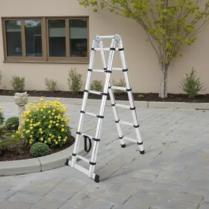 Telescopic Aluminum Ladder - 4 Sizes, Heavy-Duty Single-Sided, Collapsible A-Frame, Non-Slip Feet, Supports 330 lbs, Multi-Purpose for Home, Attic, Roof, Garden