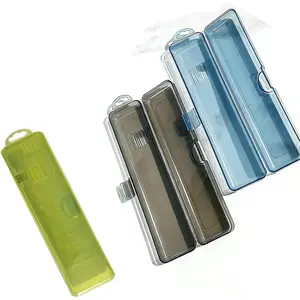 Travel Cosmetic Brush Holder Dispenser Cutlery Jar with Transparent Lid.Pencil & Art Pencil Case Fixed Frame Cotton Swab & Dental Floss Box 3pcs-7.5x1x1in