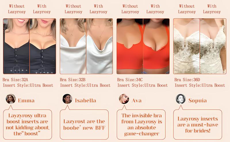 VRCOMFY Double-Sided Sticky Bra Pads - Invisible Lift Push Up Adhesive Silicone Breast Pads for Women, No-Slip Waterproof Sticky Bra Inserts for Low Cut Tops, Swimsuits, Dresses, A-D Cup