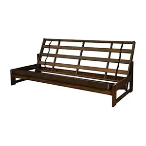 HomeStock Futon Set, Lakefront Luxury Full Size Futon Frame Set in Reclaimed Mocha Finish Futon Frame with Mattress Straight Arm Versatile and Convertible Design Futon Frame for All Spaces