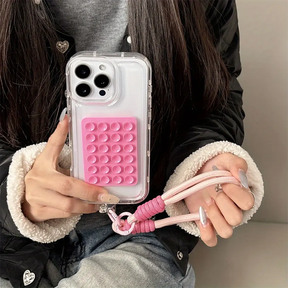 Transparent Shockproof Phone Case Protector with Hand Strap, Single-Sided Absorption Design, Compatible with iPhone 11-16 Series, Durable Protection