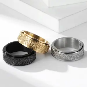 Celtic triangle knot stainless steel rotatable ring relieves anxiety and decompression titanium steel ring