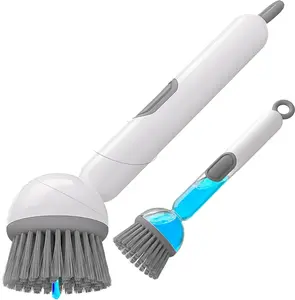 Dish Brush with Soap Dispenser - Dish Brush with Long Handle Deep Cleaning, Dish Scrubber Switchable Modes for Dishes, Pans, Sink, Pots