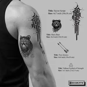 SkinBuffs Braveheart Set Long Lasting Temporary Tattoo for Last Minute Gift Ideas Unique Design Perfect for Quick Style