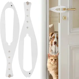 Pet Door Stopper, Dog Proof Latch, Prevents Dogs From Entering Cat Litter Box and Food Area, Adjustable Elastic Door Lock