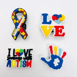 Autism Awareness Shoe Charms, Set of 4 Charms with Autism Symbols