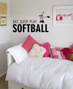 Eat Sleep Play Softball Sports Decal Sticker Wall Vinyl