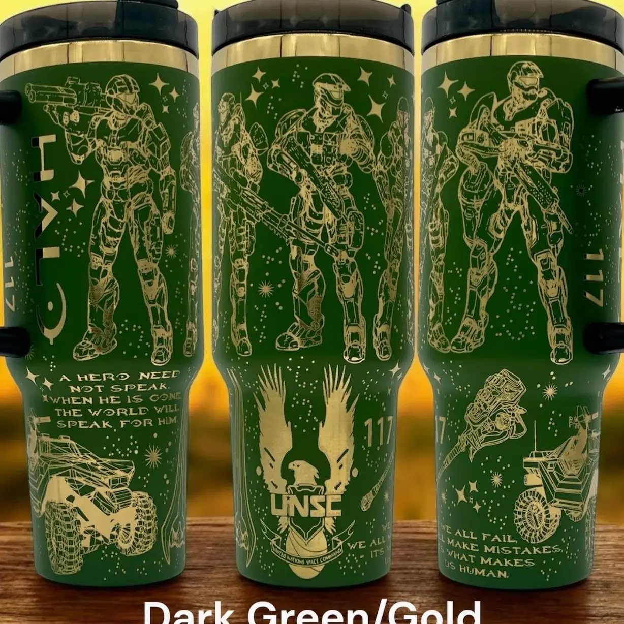 40oz Master Chief Themed engraved tumbler Gamer