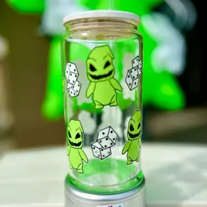 Oogie glass cup with straw