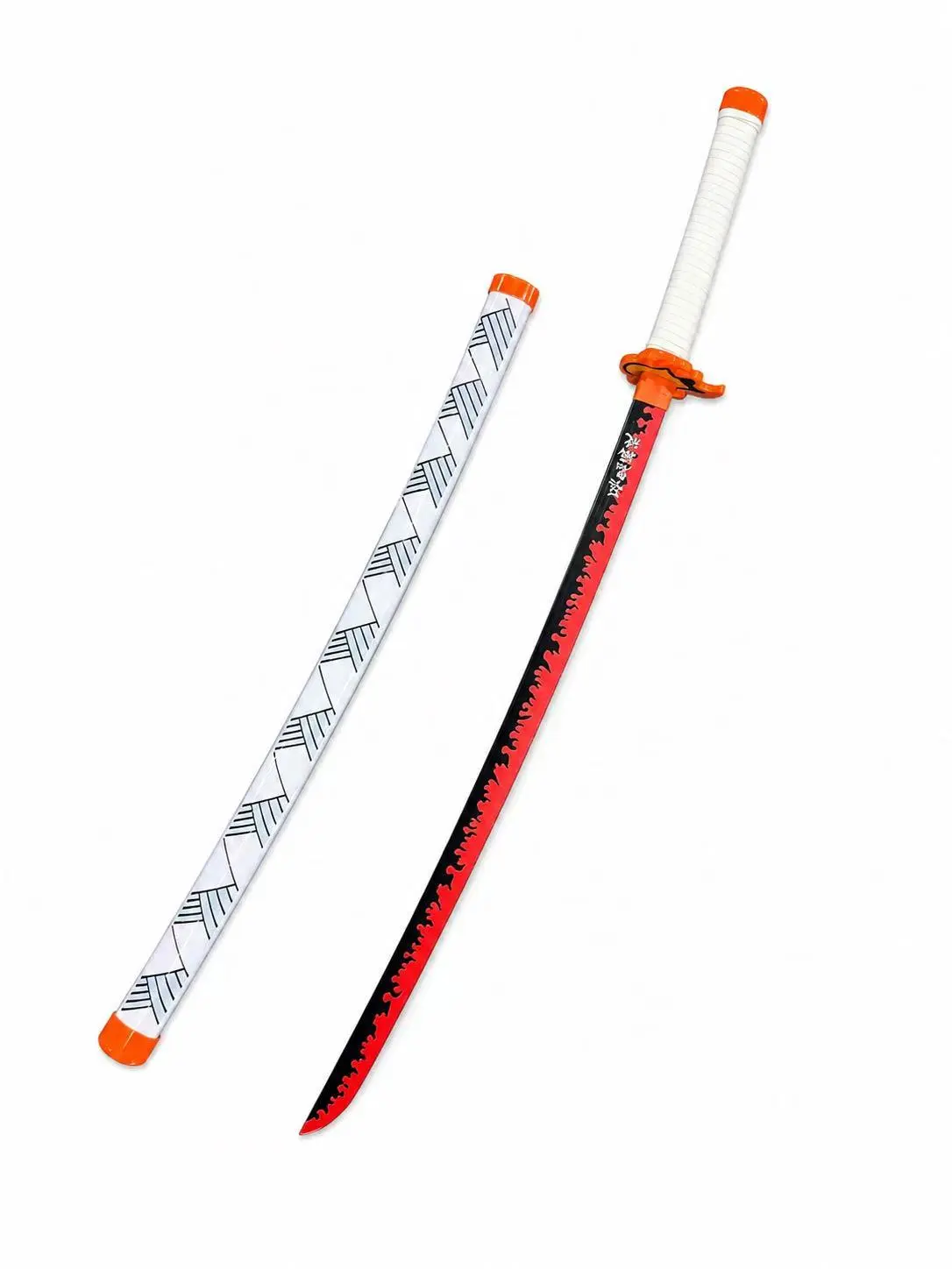 Kinstore 41" Rengoku Kyoujurou Plastic Katana Samurai Sword Demon a Slayer Cosplay Plastic Sword for Costume Replica