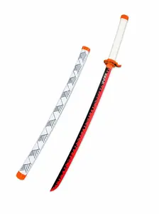 Kinstore 41" Rengoku Kyoujurou Plastic Katana Samurai Sword Demon a Slayer Cosplay Plastic Sword for Costume Replica