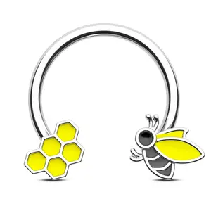Oufer 16G Bee & Honeycomb Horseshoe Septum Ring