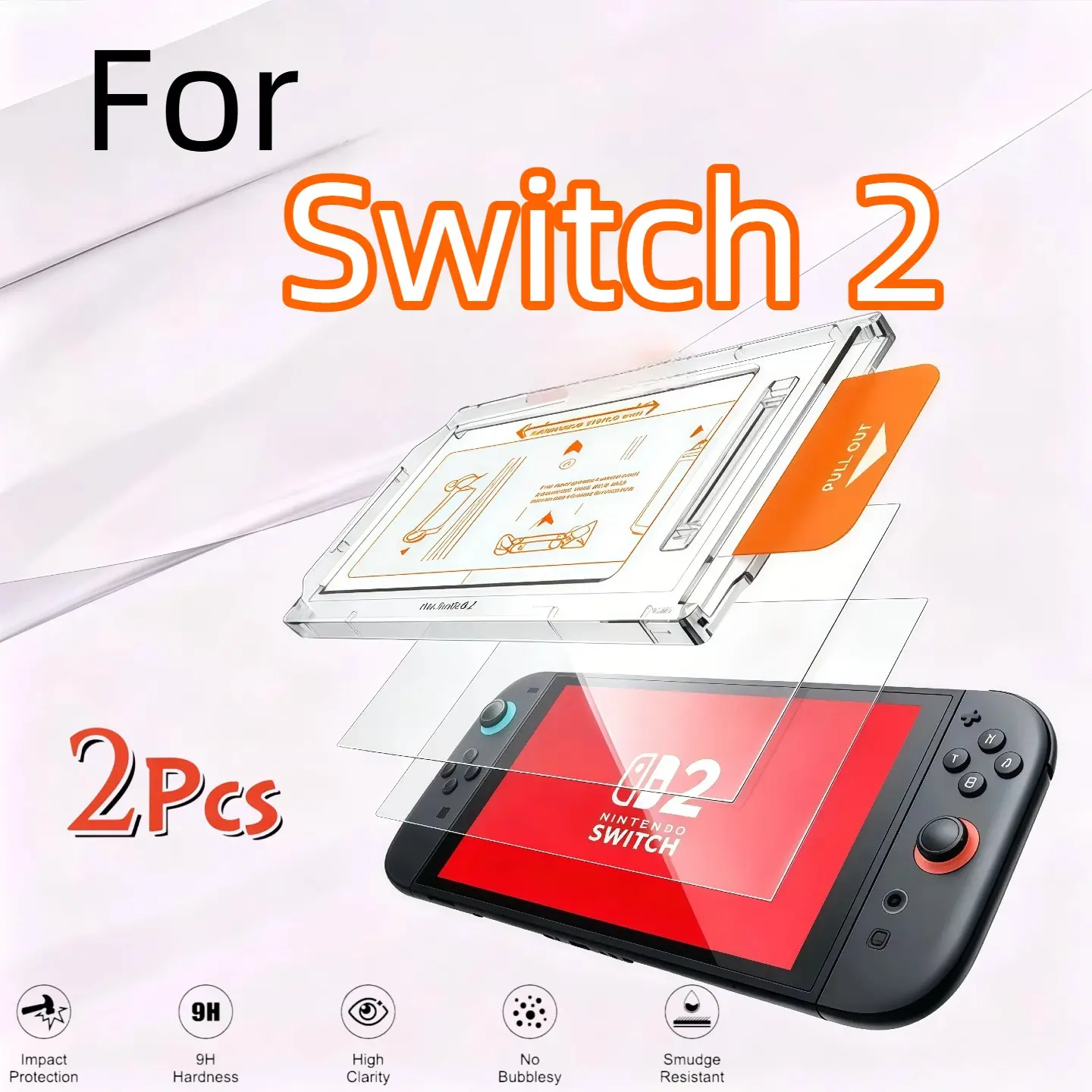 2-Pack Switch2 7.9 Inch Screen Protector, Tempered Glass Film, 9h Hardness, Dust-Free, Bubble-Free, High Clarity, Easy Installation