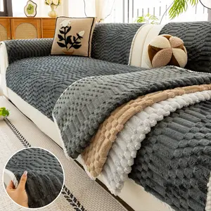Sofa Cushion Cover, 1 Pc Thick Solid colour Plush Couch Pad, Pet Friendly Scratch Resistant Sofa Cushion Pad, Non Slip Washable Sofa Slipcover, Soft Furniture Blanket, Decorative Sofa Cover, Soft Sofa Protector for Armchair, Loveseat, Sectional