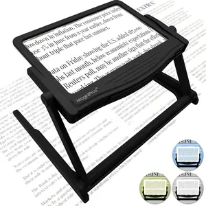 Patented 5X Large LED Page Magnifier with Detachable Stand, Eye Caring 3 Color Light Modes & Anti-Glare Lens Reduce Eye Strain, Ideal for Reading Fine Print Crafting Low Vision Seniors