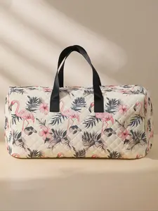 Fashionable Flamingo Print Travel Bag, Large Capacity Travel Luggage Bag, Portable Overnight Bag, Fashionable Travel Bag for Women & Men, Travel Duffle Bag