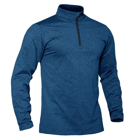 MAGCOMSEN Men's High Neck 1/4 Zip Front Fleece Lined Long Sleeve Gym Sweatshirt - Lightweight Athletic Outerwear for Hunting, Camping, Climbing