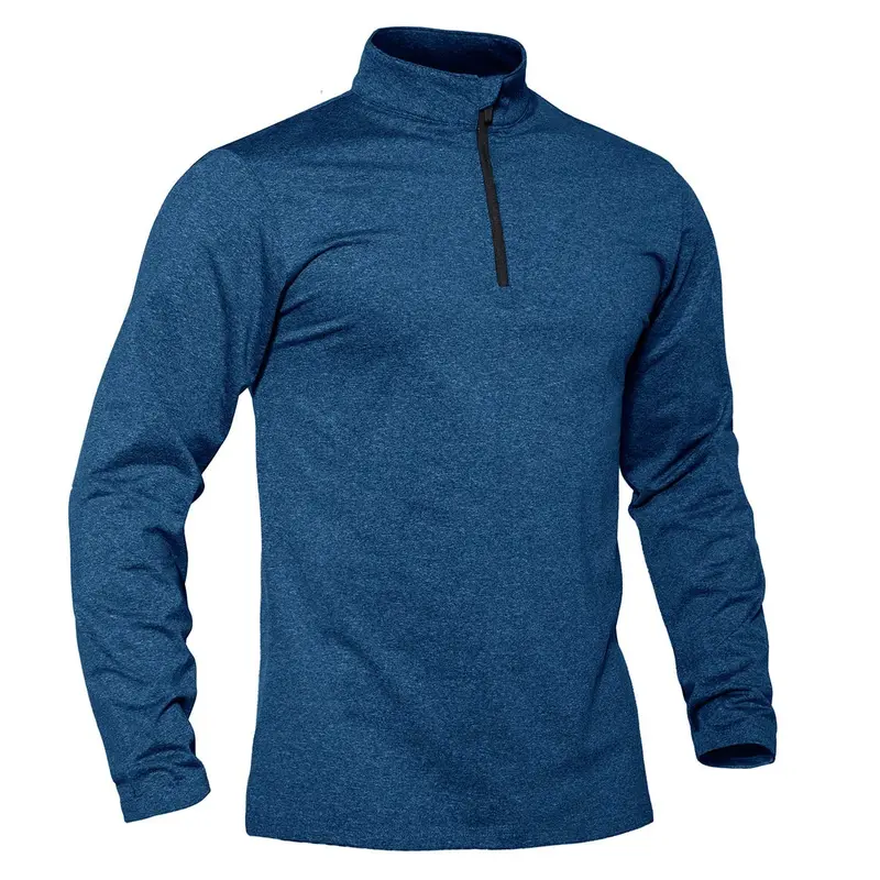 MAGCOMSEN Men's High Neck 1/4 Zip Front Fleece Lined Long Sleeve Gym Sweatshirt - Lightweight Athletic Outerwear for Hunting, Camping, Climbing