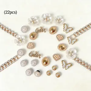 Vented Clogs Rhinestone Charms, Fashionable Letter Decorated with Chain & Bowknot Design Elegant Shoe