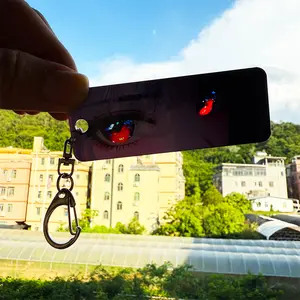 Acrylic cylindrical anime character car keychain, glowing eyes, luminous pendant gift, Luminous keychain, a gift for anime fans