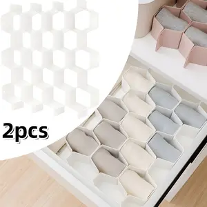2pcs Honeycomb Drawer Divider Organizer, Lightweight yet durable, freely assemble and customize to maximize drawer space. for neatly storing and categorizing socks, underwear, ties, scarves