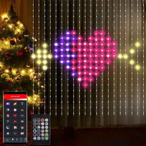 Smart LED Curtain Lights, Color Changing Wall Lights, Dynamic DIY Curtain String Lights, Ambient Atmosphere Lights for Bedroom Living Room Backdrop Decor Christmas Halloween Parties, 400 RGB LEDs
